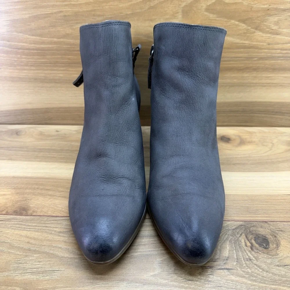 Frye Judith Double Zip Ankle Booties Size 9.5 M Charcoal Gray Leather Festival